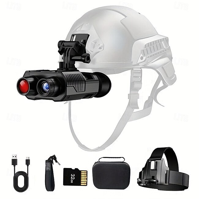 Digital HD Infrared Night Vision Binoculars 4x Digital Zoom Full HD Dual Lens Compatible with Fast MICH Helmet Portable with Head Mount & Carry Case Hunting Night Vision Equipment #13765846