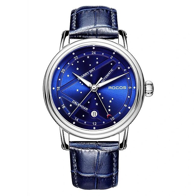 Women Men Mechanical Watch Diamond Minimalist Luxury Fashion Automatic Self-winding Luminous Calendar Waterproof Leather Watch #9760495