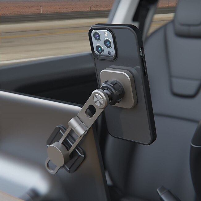 Tech On The Go Invisible Magnetic Phone Mount for Tesla Model 3/Y/S/X – Telescopic Arm, Foldable, Dashboard or Laptop Holder #9290530