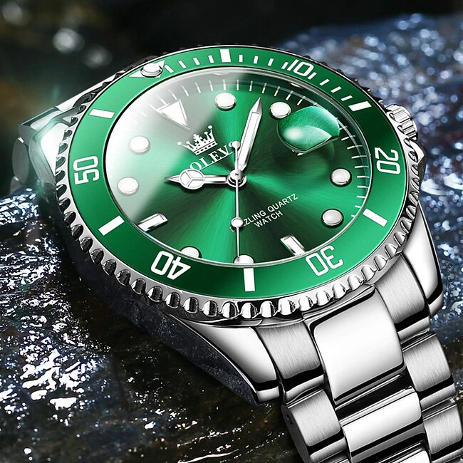 OLEVS Mens Quartz Watches Top Brand Luxury Business Waterproof Luminous Large Dial Men Wristwatches Sports Stainless Steel Watch #9282543