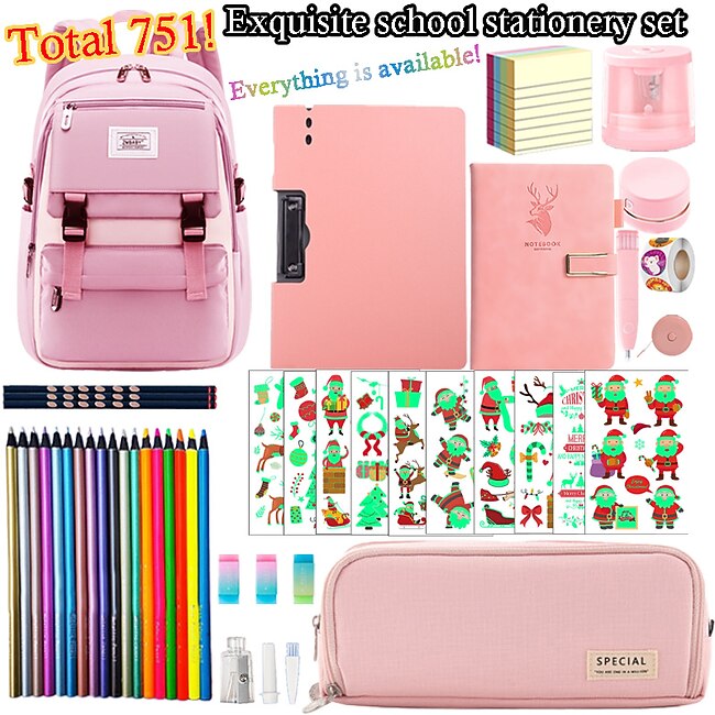 751 Pieces Back to School Supplies Kit for Kids K-12, School Essentials Supplies Set Bulk for Girls, Boys, Teachers. Includes Backpack, Pencils, Folders, Notebooks and Much More for Students All Ages #9621146