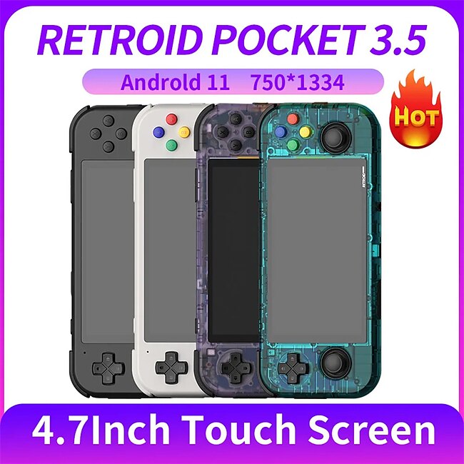 Retroid Pocket 3 Plus Retro Game Handheld Console,Multiple Emulators Console Handheld 4.7 Inch 16:9 Display 4500mAh Battery Classic Games, Christmas Birthday Party Gifts #9748008