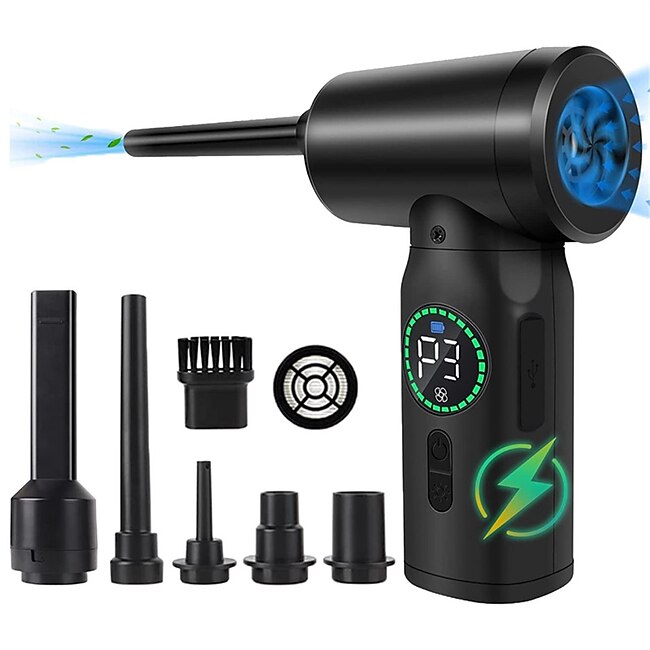 Compressed Air Duster 50000 RPM Keyboard Cleaner For Office 2 Adjustable Speed Electric Air Dusters Good Replacement For Compressed Air Can 6000 MAh Rechargeable Electric Duster For Deep Cleaning #9619504