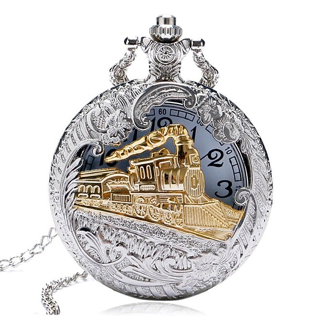 Men Pocket Watch Vintage Hollow Bronze Locomotive Design Quartz Fob Pocket Watch With Necklace Chain Gift for Men Women #9469232