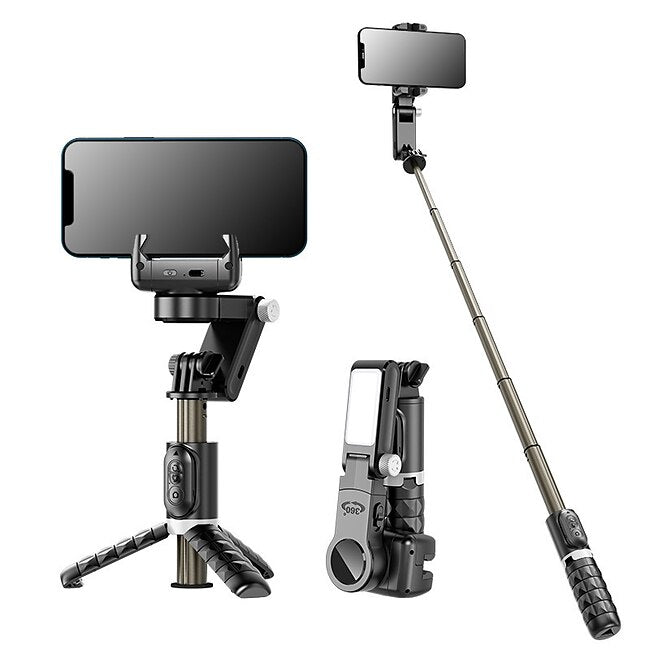 Tech On The Go Desktop Gimbal Selfie Stick Tripod Stabilizer with Light Remote Following Foldable for Smartphone iPhone 13 Xiaomi for Video Q18 #9630280