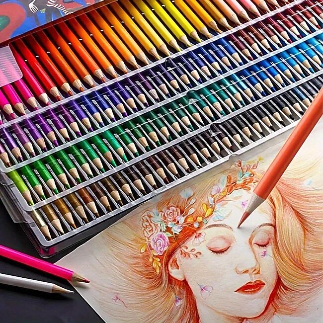 48/72/120/160/180PCS Professional Oil Colored Pencils Set Wooden Pencil For Art School Drawing Sketch Art Supplies, Back to School Gift #9591161