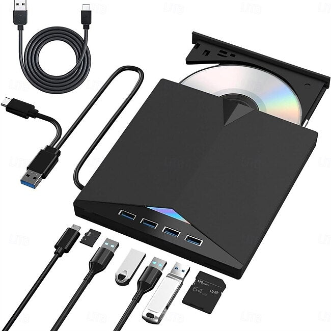 External DVD Drive Blu-ray Drive 7 in 1 Blu Ray Drive USB 3.0 & Type-C DVD/BD Player Blu Ray Burner Writer Portable 3D CD DVD Burner Slim Optical Bluray Drive for Laptop #13455706