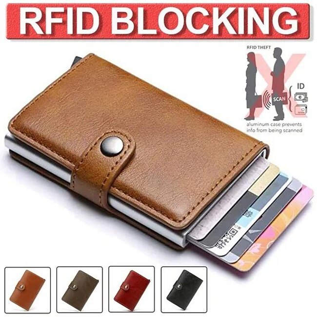 Pop Up RFID Credit Card Holder Wallet Credit Card Holders PU Leather Blocking Rfid Wallet Men Id Card Holder Aluminum Card Case Purse #9548845