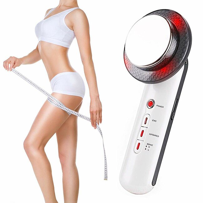 3-IN-1 Ultrasonic Cavitation Machine EMS Fat Burner Infrared Therapy Body Slimming Massager Cellulite Weight Loss Skin Tighten Handheld Beauty Cellulite Massager Device for Belly Waist Arm Leg Hip #8640127