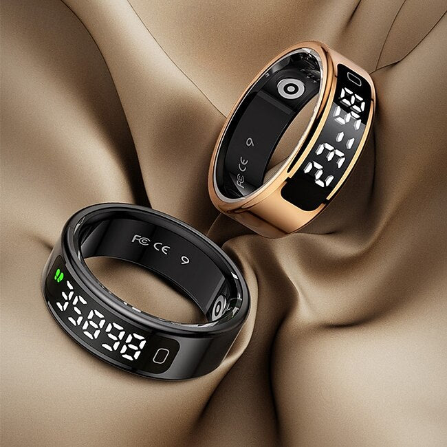 Tech On The Go R11C Smart Ring with Touch Display & Charging Case – Heart Rate, Sleep, Blood Oxygen Monitor, Step Tracker, Gesture Control, Waterproof Stainless Steel Fitness Ring #19620608