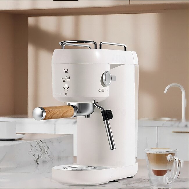 Electric Coffee Machine with Automatic Milk Frothing System Coffee Maker with Portafilter Single and Double Serve Filter Basket Smart Brew for Latte Espresso Cappuccino #11675782