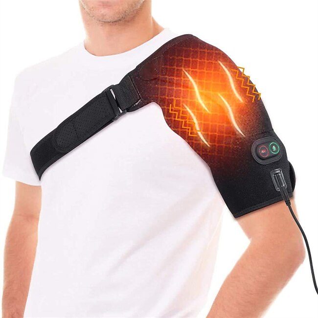 Heated Massage Shoulder Brace With 3 Vibration And Heating Settings Supports Adjustable Heated ShoulderPads for Rotating Cuffs Freezing Shoulder Dislocation Or musclePain Relief Supports #9407697