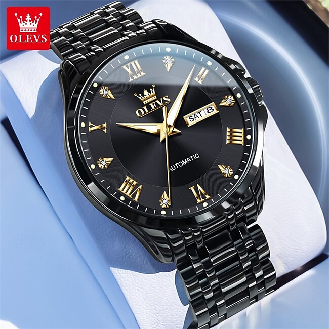 Olevs Brand Men'S Business Mechanical Watch Luminous Calendar Fashion Trend Roman Dial Quartz Watch Simple Leisure Sports Men'S Wristwatch Rhinestone #16346135