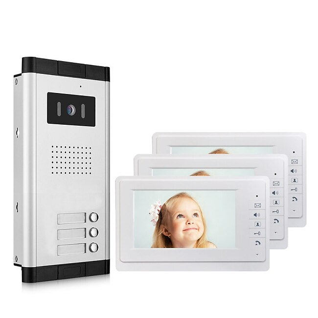 Apartment Video Door Phone Intercom Doorbell Camera 7 Inch LCD Display Monitor for One to Three Family Camera 700TVLine CMOS 3.6mm Lens Hands-free #6192266
