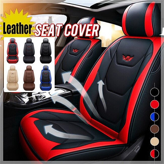 5 Seat Full Set New Luxury Universal 5D PU Leather Front Seat Cover Car Seat Mat Waterproof Car Seat Protector Breathable #9644552