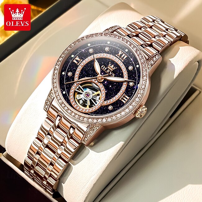OLEVS Women Mechanical Watch Fashion Casual Wristwatch Automatic Self-winding Luminous Waterproof Decoration Alloy Watch #16852071