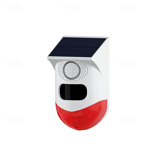Solar Strobe Alarm Light With Motion  120db Sound Siren Remote Controller 7 Mode.Realtime APP Notification For Home Farm Barn Villa Yard #12803046