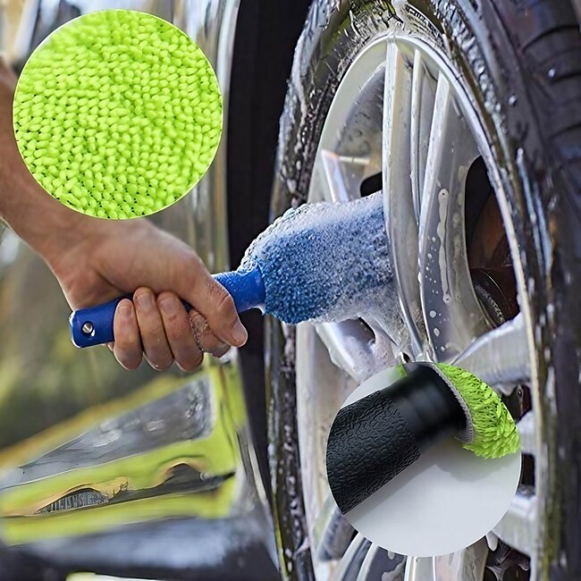 Car Wash Detailing Car Cleaning Brush Microfiber Wheel Rim Brush For Car Trunk Motorcycle Auto Detailing Brush Car Maintenance Rim Cleaning Brush Car Wash Beauty #9503899