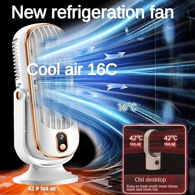 Portable Air Conditioner Fan Large Battery Dual Motor Household Small Air Cooler 5-speed Air Cooling Fan 720  Surround Air Blower Office Tourism Camping Outdoor RV Portable USB Fan #11428658