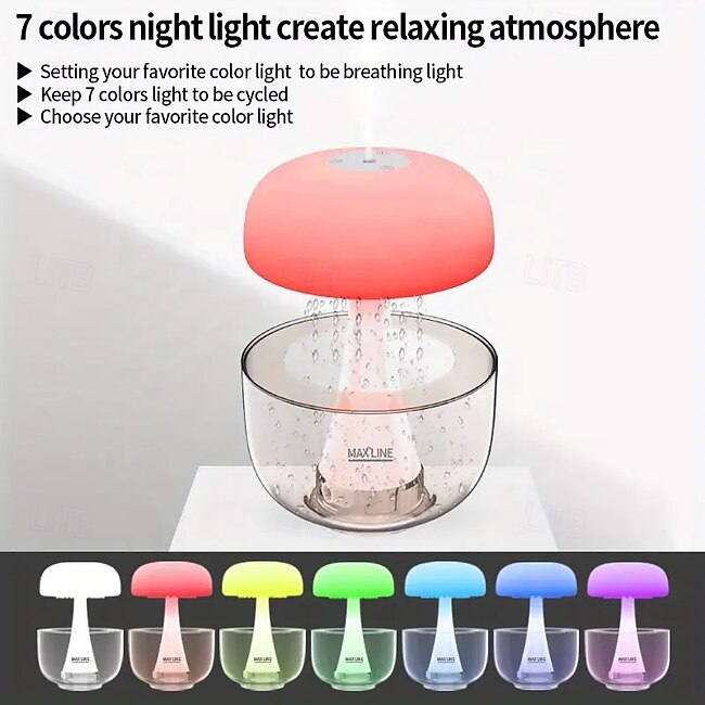 Sea Dragon Palace Jellyfish Shaped Ultrasonic Cool Mist Humidifier USB Powered with Cartridge Quiet White Noise Raindrop Effect Suitable for All Room Types #12204125