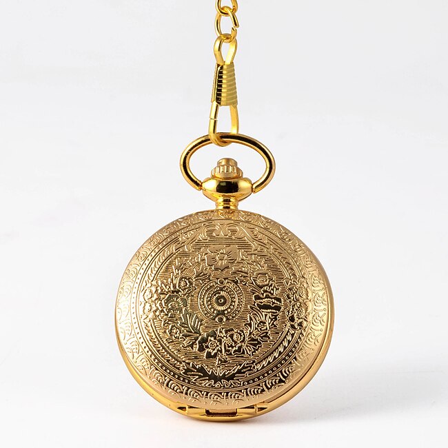 Classic Pattern Vintage Pocket Watch Retro Quartz Pocket Watch With Chain for Men Analog Digital Quartz Vintage Alloy Dial for Graduation Xmas Fathers Day #7649312