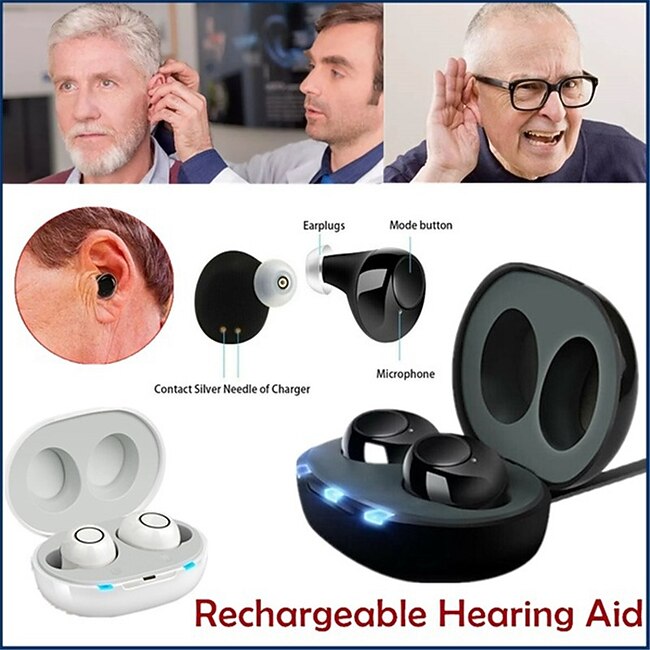 Rechargeable Hearing Aid Invisible ITE Mini Hearing Aid Digital Adjustable Tone for Sound Amplifier Hearing Aid for The Elderly Hearing Loss #12099331