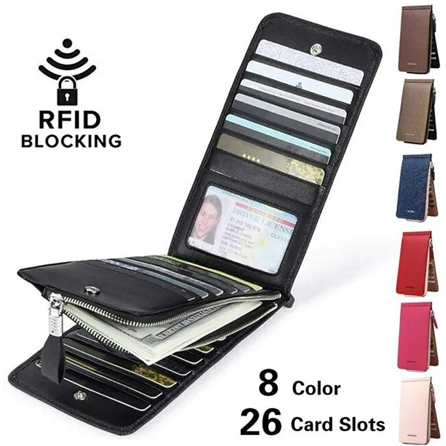 RFID Blocking Bifold Multi Card Case Wallet with Zipper Pocket Men/women Card Holder Wallet #9490395