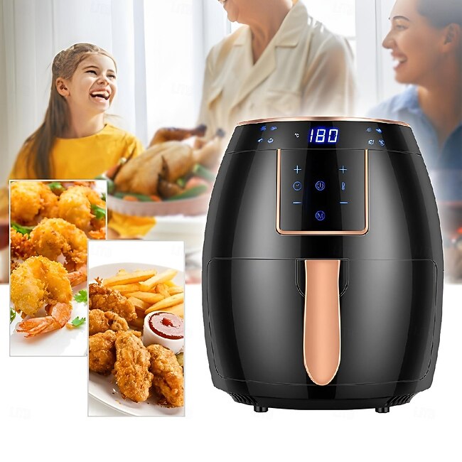 Air Fryer 5.5L Household Large Capacity 1300W Big Firepower Timing Touch Screen LCD Electric Air Fryer with Bakeware #10322105