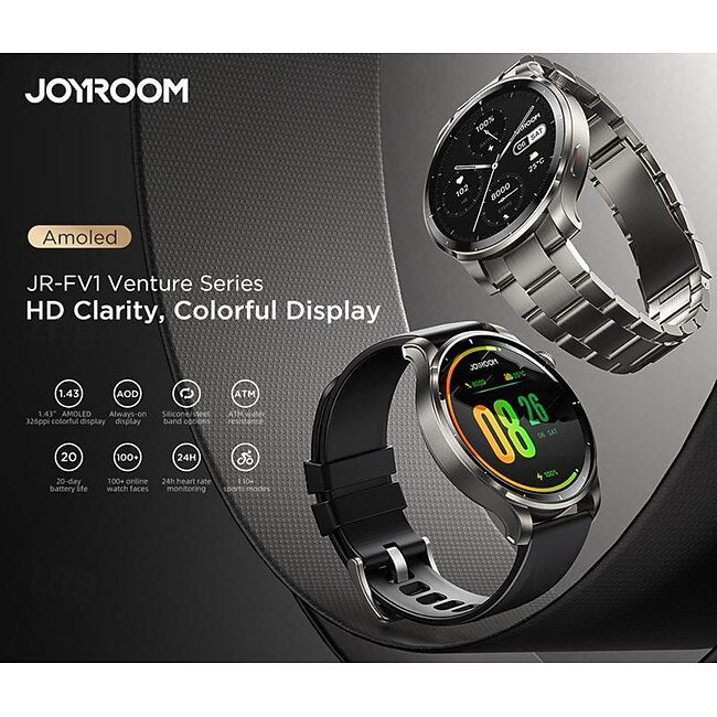 Joyroom JR-FV1 Smart Watch 1.43 inch Smartwatch Fitness Running Watch Bluetooth Pedometer Call Reminder Fitness Tracker Compatible with Android iOS Women Men Long Standby Hands-Free Calls Waterproof #19696774
