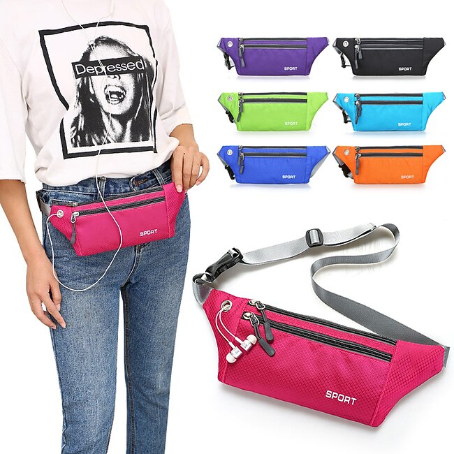 Waist Bag Men and Women Outdoor Sports Mobile Phone Waist Bag Nylon Waterproof Running Waist Bag Close-fitting Messenger Bag #9518361